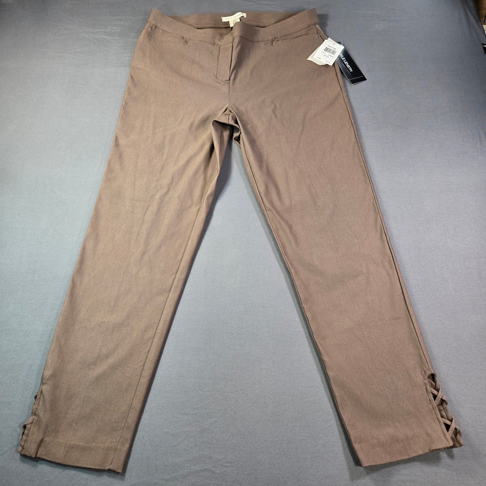 Retrology Mocha Brown Ankle Length Lattice Hem Pull On Woman's Pants‎ Size Large
